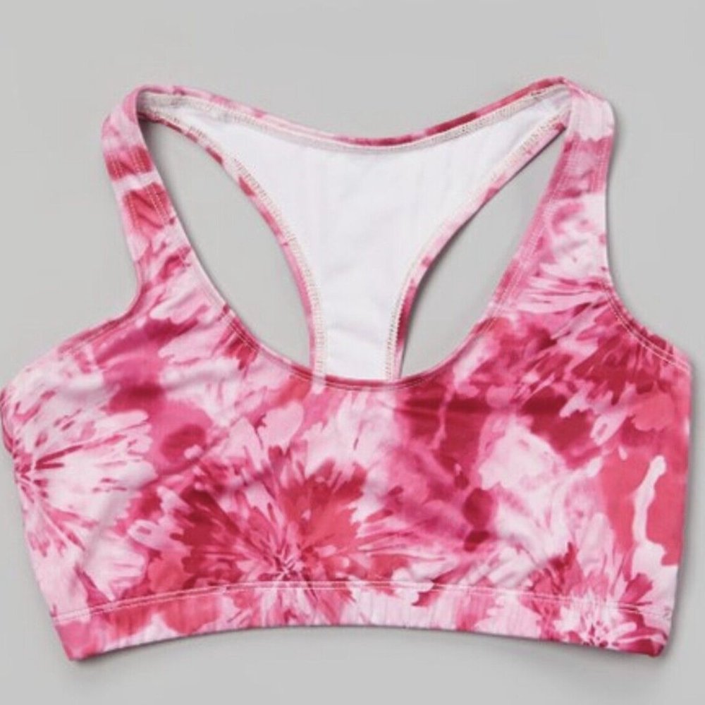 FIT 2 WIN Womens Tie-Dye Annabelle Wire-Free Sports Bra Size L - Hot Pink